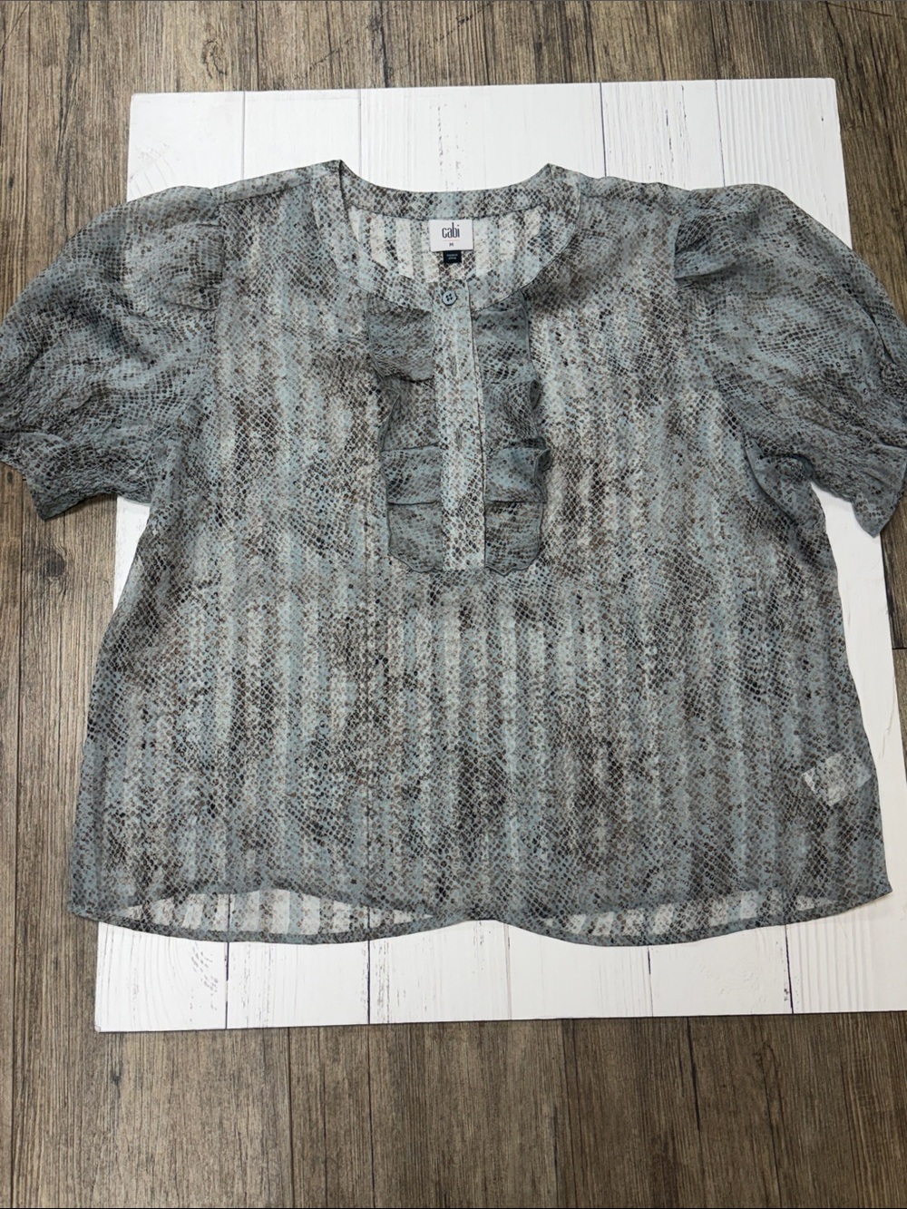 Cabi Ethereal Short Sleeve Sheer Blouse
